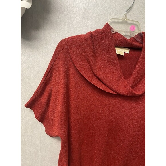 Michael Kors Red Shimmer Cowlneck S/S Sweater Size XL - Picture 2 of 7